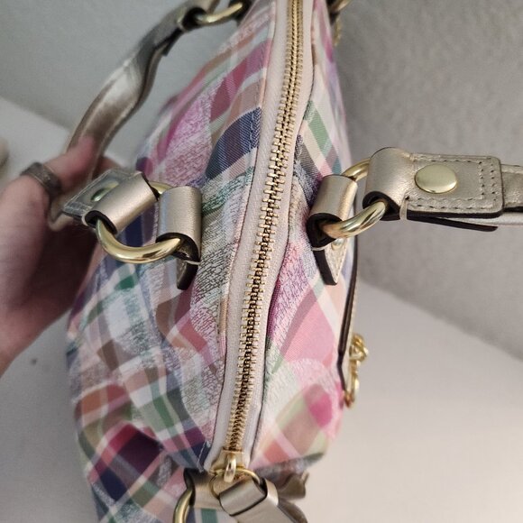 Like New Vintage Coach Poppy Madras Shoulder Bag - Picture 4 of 14